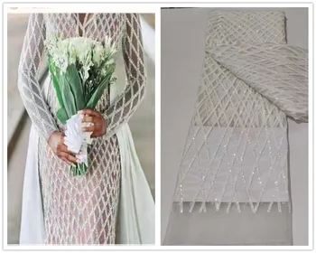 Populárne flitrami textílie Afriky flitrami textílie/ vyšívané sequin francúzsky tylu oka čipky na spoločenské šaty/svadobné šaty