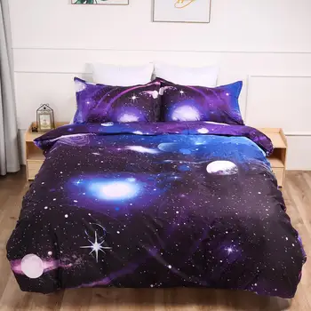 Deti Galaxy posteľná bielizeň Nastaviť 3D Tlač Star Perinu obliečky na Vankúše Twin plný kráľovná king size posteľ 3KS bytový textil
