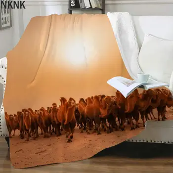 NKNK Brank Camel Prikrývky Zvierat Plyšové Hodiť Deka Púšti prehoz cez posteľ Posteľ Pre Slnko Tenká Prikrývka Sherpa Deka Módne Premium