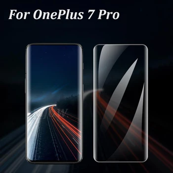 3D UV Tvrdeného Skla pre OnePlus 7 Pro Úplné Tekuté Lepidlo Screen Protector OnePlus7 Pro Plus Jeden 7T Sklo