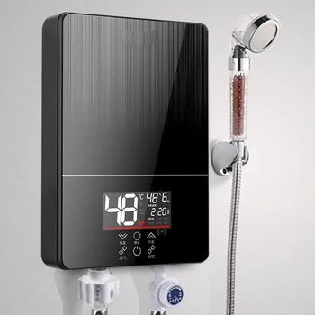Diaľkové Ovládanie 6000W Okamžité Elektrický Termostat Ohrievač Teplej Vody Smart Touch Rýchle nahrievanie Batérie, Ťuknite na položku Tankless Kúpeľňa so sprchovým Kútom
