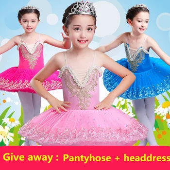 Deti Deň Detí Kostým Málo Swan Dance Sukne Dievčatá Baletné Sukne Sequined Popruh Gázy Tutu Sukne