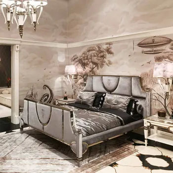 Taliansky ľahké luxusná manželská posteľ postmoderných minimalistický spálňa kožené umenie 1.8 m veľká vila nábytok