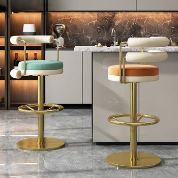Moderný Minimalistický Otočná Stolička na recepcii Kreatívny Dizajn Pokladničné Stoličky z Nehrdzavejúcej Ocele Vysokej Bar Stoličky Stolice bytový nábytok HY