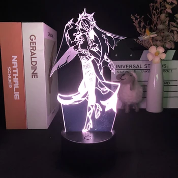 3D Nočné Svetlo Genshin Vplyv Rosaria Hra pre Spálňa Decor Svetlo Roztomilý Narodeniny Darčekové Farebné LED Lampa Manga Dieťa Krásne Prítomný