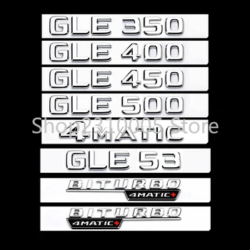 2016+ Chrome Ploché Font batožinového priestoru Písmená Odznak Znak Emblémy Nálepky na Mercedes Benz GLE43 GLE63 GLE63s V8 V12 BITURBO AMG 4MATIC