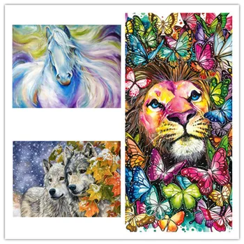 5D DIY Zvierat, Vlk, Lev, Tiger Diamond Maľovanie Diamond Mozaiky Cross Stitch Auta Plná Tehla Výšivky, Ručné Domáce Dekorácie