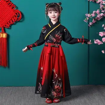 Staré Čínske Kostým Dieťa Rozprávky Ľudové Tanečné Predstavenie Čínskej Tradičnej Šaty Cosply Oblečenie Deti Oblečenie Dievčatá Hanfu