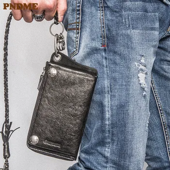 Organizátor dizajnér vysoko kvalitnej pravej kože mužov spojka taška vonkajšie bežné luxusné prvá vrstva cowhide multi-peňaženky karta