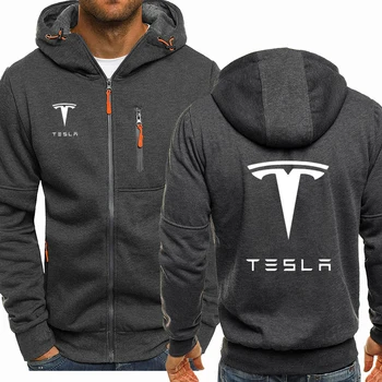 Nové Tesla Logo Hoodies Mužov Jar Jeseň Fleece Bunda Muž Príležitostné Športové Zip Harajuku Mikina S Kapucňou Co