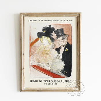 Henri De Toulouse Lautrec Výstavy Múzeum Plagátu, Au Koncert Watercolour Stenu Obrázok, Pán, Pani, Ročník Art Domova
