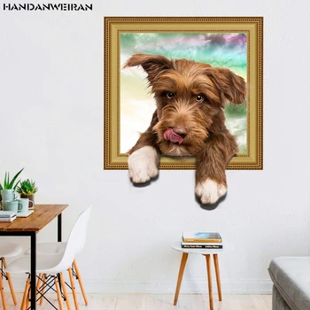 3D Rozkošný psík samolepky na Stenu Cartoon Originality Domova Obývacia izba, spálňa ozdobu samolepky na Stenu Vymeniteľné PVC samolepky