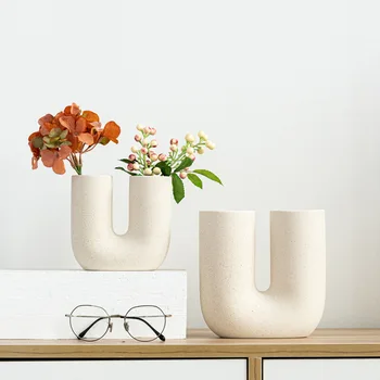 U-tvarované Váza Abstraktné Keramické Kvetinové Vázy Domova Izba Dekor Nordic Moderné Vázy pre Obývacia Izba Dekorácie Stola Bodom
