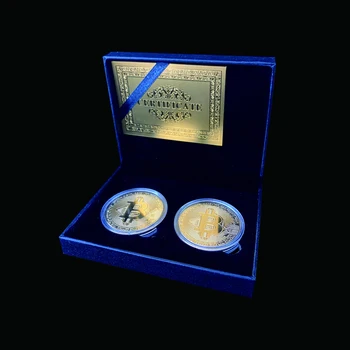 2 KS Spojené Štáty Bitcoin NÁS Zlaté Mince Zberateľské Darček Kovové Imitácia Antické W/ Luxusné Box