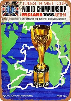 12 x 16 palcov Kovové Vintage Zábavné Tin Prihlásiť 1966 Svetový Futbalový Šampionát Anglicko