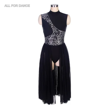 22103 Black Sequin Čipky Bodice Tanečné Kostýmy Baletné Šaty Lyrickej Dlhé Šaty Moderné Šaty