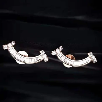 Jemné Šperky 18K Biele Zlato Skutočný Diamant Stud Náušnice Pre Ženu Trendy Sky Svadobné Zásnubný Dar Au750