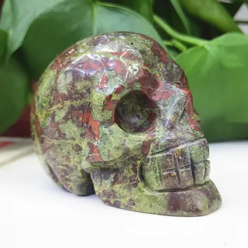 Crystal Skull Prírodné Dragon Blood Stone Ručne Vyrezávané Quartz Lebkou Drahokam Hojenie 2 cm/3inch