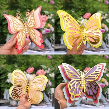 3D Butterfly Svadobné Dekorácie Duté Motýľ Stenu, Nálepky Festival Domova Tapety Pearl Papierové Motýle Nálepky