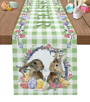 Veľkonočné Stôl Runner Bunny Králik Veľkonočné Vajíčka Dekor Obrus Stola Rohože Svadobné Dekorácie pre Domov Kuchyňa, Jedáleň