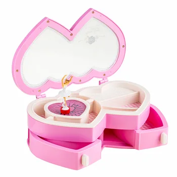 Kreatívne Dvojité Broskyňa Srdce-tvarované Music Box Rotujúce Balet Dievčatko Deti Šperky Box Darček Veľkoobchod Tous Šperky Dekor