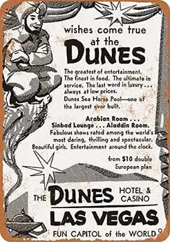 Opasok 8x12 Palcový 1957 Dunes Hotel & Casino Las Vegas Vintage Vzhľad, Kovové Prihlásiť