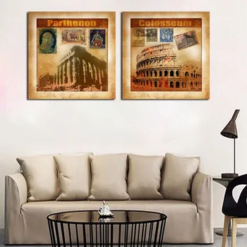 Bez rámu HD Vytlačí Dva kusy Európskej Scenérie Colosseum Zobraziť Maľba Na Plátne, Plagát, Obraz, Obývacia Izba Pozadí nástenné Maľby