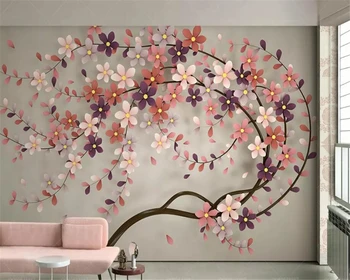 Vlastné tapetu 3d nový strom kvety Nordic moderné TV pozadia, tapety na obývacia izba, spálňa 3d abstraktných de parede обои