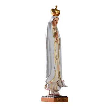 Panna Mária Fatimská Socha Obrázok Zberateľskú Stola Ornament Výnimočných Detailu Prepracovaná Rezbárstvo Prírodné Krásne Živé