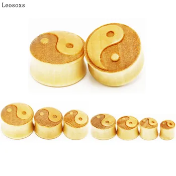 Leosoxs 2ks Originál Farba Vyrezávané Masívneho Dreva Ucho Expander Yin Yang Klebety Ucho Expander Auricle Stick Piercing Šperkov Hot Predaj