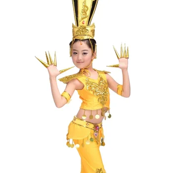 Z guanyin tanečné šaty Klasického tanca výkon Národný tanečný kostým, oblek deti tanec