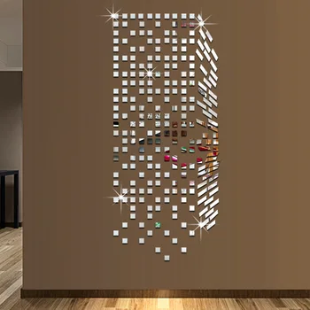 3D Domáce Dekorácie DIY Námestie Zrkadlo Mozaiky Stenu, Nálepky zlato sliver, farebná Skladačka nálepky akryl samolepiace nálepky