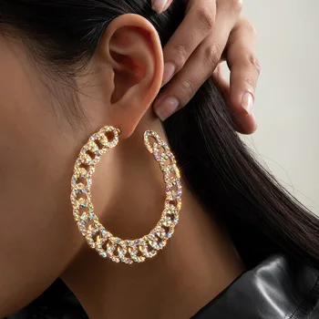 Móda Veľký Kruh Crystal Hoop Náušnice pre Ženy Bijoux Geometrické Kamienkami Náušnice Boho Vyhlásenie Šperky, Darčeky
