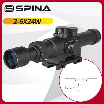 SPINA Optika 2-6x24W Puška Rozsah Červené Svetelné Taktické Lov Optické Škály Pohľad Fit 7.62 5.56