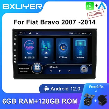 6+128GB Carplay Android 12 2 Din Auto Stereo Radio Na Fiat Bravo 2007 - 2014 Auto Multimediálny Prehrávač, GPS Navigáciu, DSP BT ŽIADNE DVD