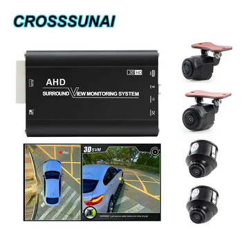 CROSSSUNAI 1080P DVR 3D Auto Vták Zobraziť 360 širšom okolí AVW Systému Úplné Zobrazenie Camwra AHD 4 Fish-eye Auto Strane Spredu Spätné Kamery