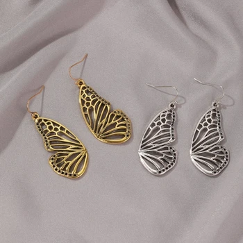 Móda Dôstojný Duté-Vyrezávané Dizajn Motýľ Náušnice Pre Ženy Zlato Strieborná Farba Ucho Trendy Jemné Šperky Darček