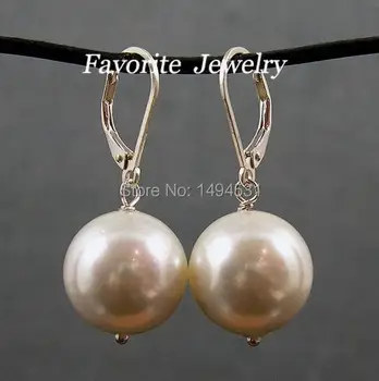 Veľkoobchod Pearl Šperky - AAA 14-14.5 MM, Biela perleť Visieť Náušnice Set - Doprava Zadarmo