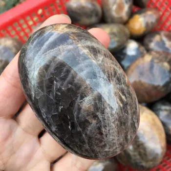 Prírodné čierne moonstone palm kamene quartz minerálne kryštály masáž liečivé kamene na výtvarné darček