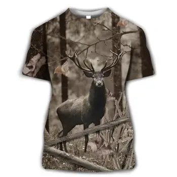 2022 Lov Zvierat T-shirts Wolf 3d Tlač Krátky Rukáv Topy Nadrozmerné Tee Tričko Mužov Oblečenie Bežné Kamufláž T Shirt Pre Mužov