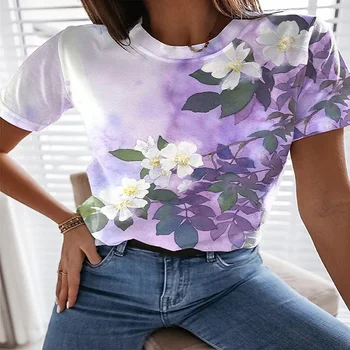 Letné Nové Harajuku Žien Top T-shirt Kolo Krku Voľné-Krátke rukávy Módne Vonkajšie Bežné Oblečenie pre Ženy