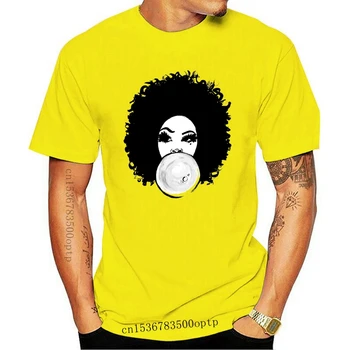 2022 Mužov Krátke rukáv tričko Kučeravé Afro Pekné Dievča Bubble Gum Poppin Prirodzené Vlasy Umenie Tričko Ženy t-shirt