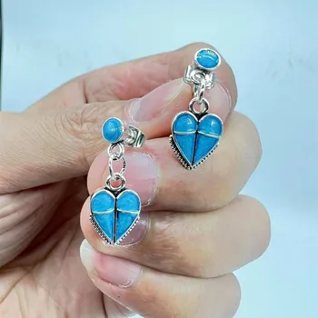 Nové Moduly Tvorivé Oleja Pokles Modrá tvare Srdca Náušnice Retro Jednoduché Náušnice Vhodné pre Ženy a Dievčatá Módne Šperky