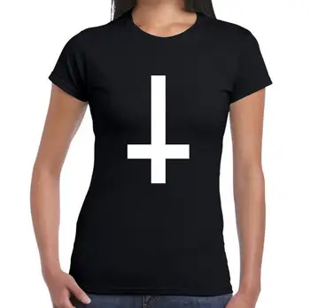 Kríž Tlačiť Ženy Tričko Bavlna Bežné Tričko Black Lady Top Tee Veľké Veľkosti S-XXXL Lumbálna HH305-375