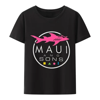 Bežné Tvorivej Pohode Anime T Shirt Maui a Synovia Shark Black Voľné Vzor Krátke Sleeve Tee Street Fashion Novinka Camisetas