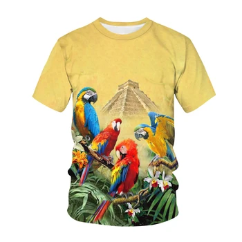Papagáj 3d T-Shirts Ženy Muži Charakter Vytlačené Tričko Chlapci Dievčatá Vták Vzor Topy Streetwear Nadrozmerné Oblečenie Plus Hip Hop Tees