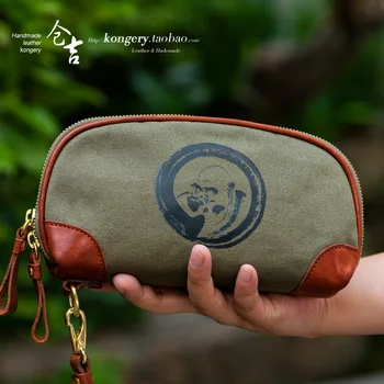 ★Kurayoshi príručka ruky tašku plátno rukou chytil dlhé kožené kabelky praktické muži a ženy dostávať package veľké peňaženky