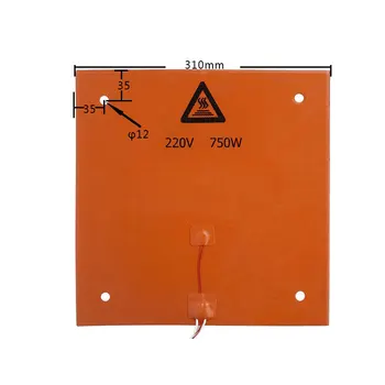 310*310 MM Silikónové Ohrievač Pad 220V 750W silikónové Heatbed s 3M lepidlo pre DIY BLV MGN Kocka Creality Cr10 3D tlačiarne
