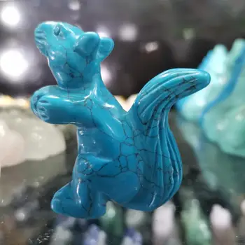 Modrá tyrkysová Vyrezávané Zvierat Umelého Kameňa crystal Rezbárstvo veverička Figúrka