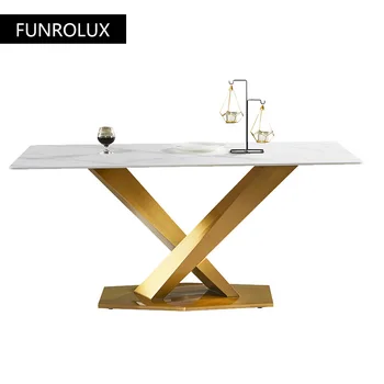 Light Rock Luxusný Moderný Jedálenský Stôl v Domácnosti Obdĺžnikový Jedálenský Stôl pre 140/160/180 CM